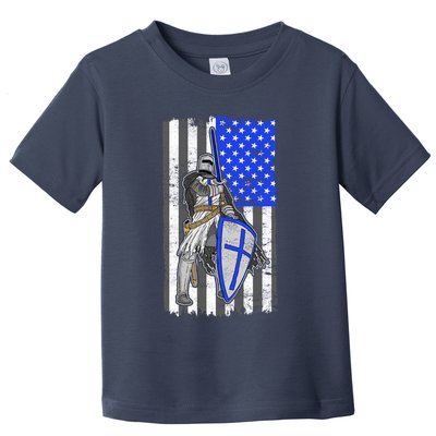 Blue Line Flag Templar Knight Warrior Toddler T-Shirt