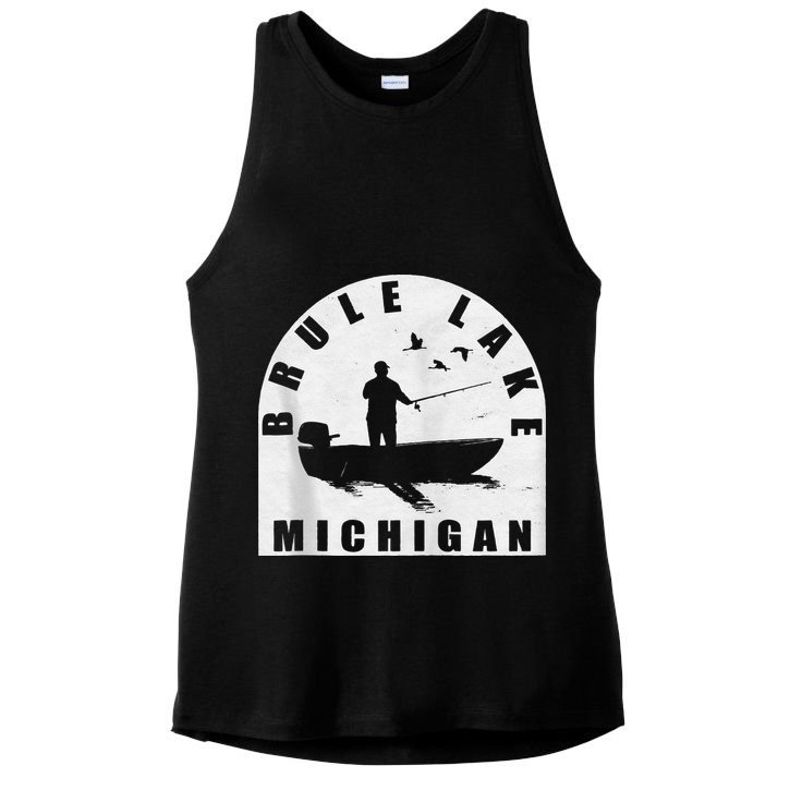 Brule Lake Fishing Michigan Zip Hoodie Ladies PosiCharge Tri-Blend Wicking Tank