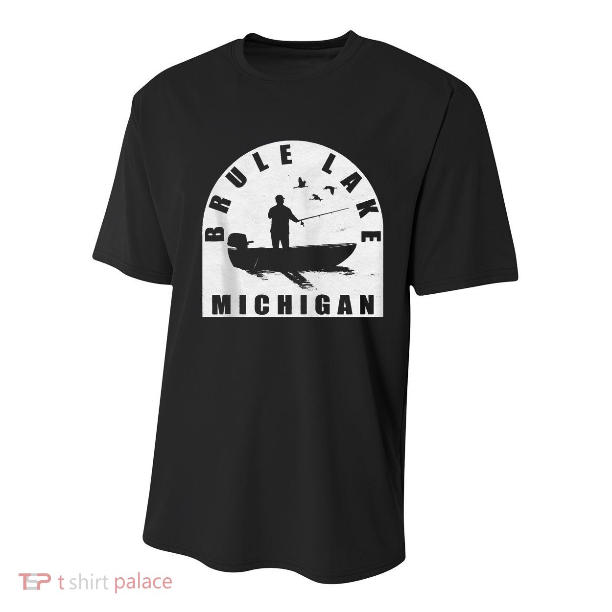Brule Lake Fishing Michigan Zip Hoodie Youth Performance Sprint T-Shirt