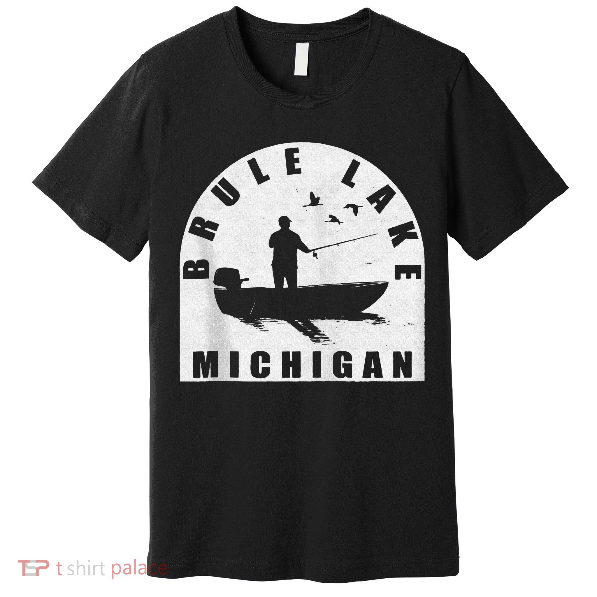 Brule Lake Fishing Michigan Zip Hoodie Premium T-Shirt