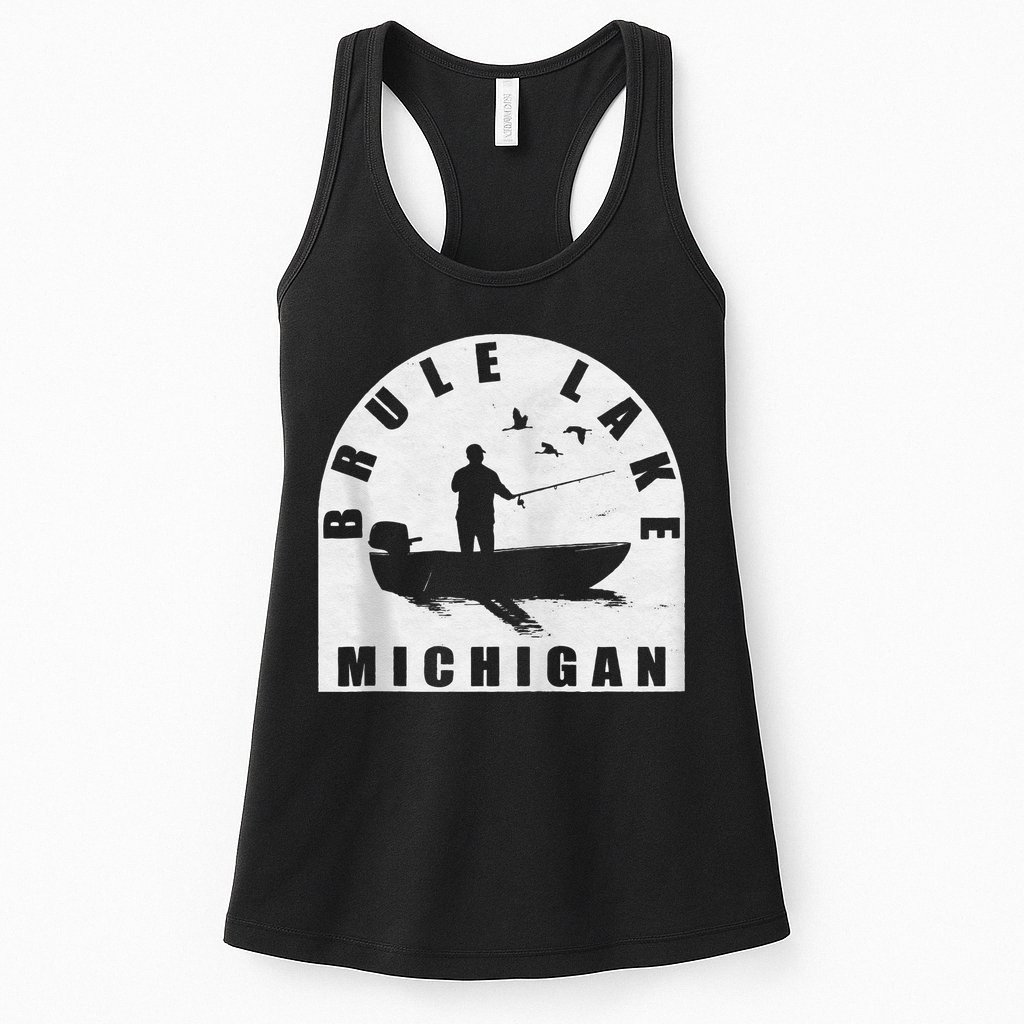 Brule Lake Fishing Michigan Zip Hoodie Womens Tank Top
