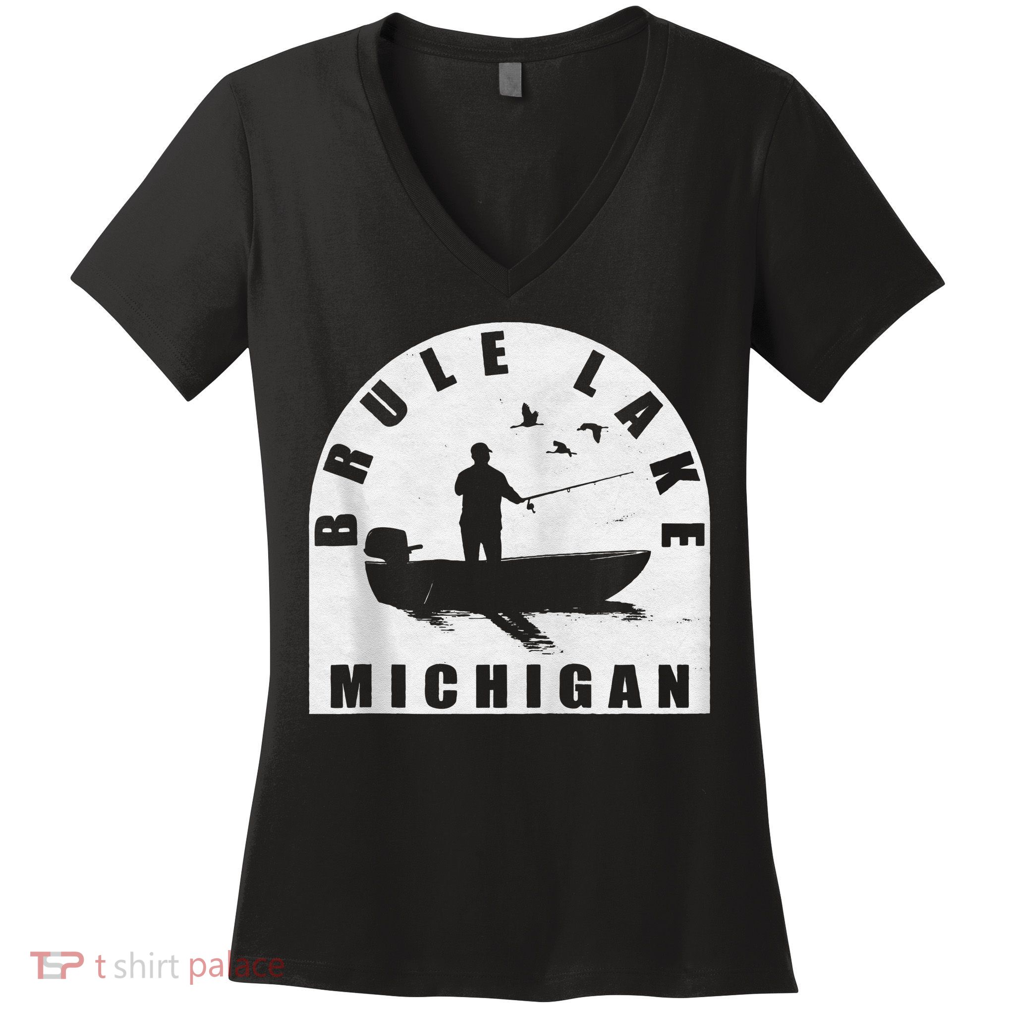 Brule Lake Fishing Michigan Zip Hoodie Women's V-Neck T-Shirt