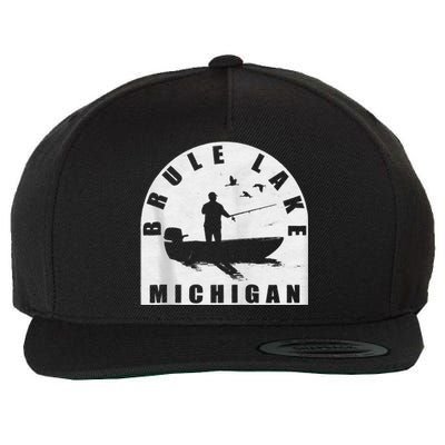 Brule Lake Fishing Michigan Zip Hoodie Wool Snapback Cap