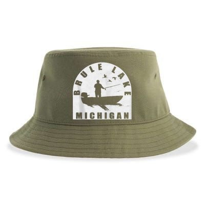 Brule Lake Fishing Michigan Zip Hoodie Sustainable Bucket Hat