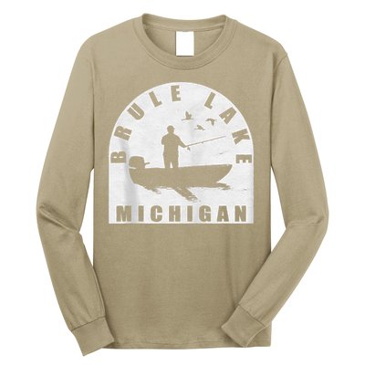 Brule Lake Fishing Michigan Zip Hoodie Long Sleeve Shirt