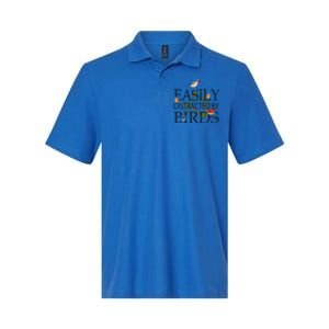 Bird Lovers Funny Gift Easily Distracted By Birds Great Gift Softstyle Adult Sport Polo