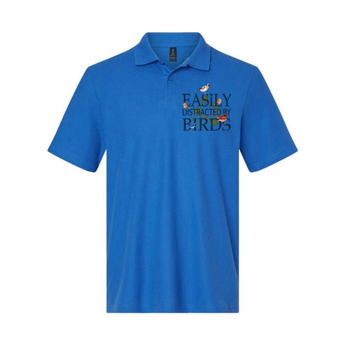 Bird Lovers Funny Gift Easily Distracted By Birds Great Gift Softstyle Adult Sport Polo