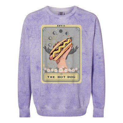 Bun Lover Foodie Food Lover The Hot Dog Tarot Card Colorblast Crewneck Sweatshirt