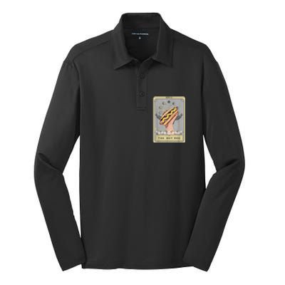 Bun Lover Foodie Food Lover The Hot Dog Tarot Card Silk Touch Performance Long Sleeve Polo