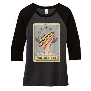 Bun Lover Foodie Food Lover The Hot Dog Tarot Card Women's Tri-Blend 3/4-Sleeve Raglan Shirt