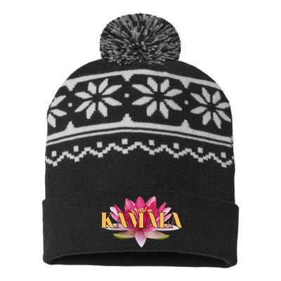 Beautiful Lotus Flower Kamala Harris 2024 Lotus for Potus USA-Made Snowflake Beanie