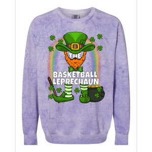 Basketball Leprechaun Family Matching St Patricks Day Party Cool Gift Colorblast Crewneck Sweatshirt