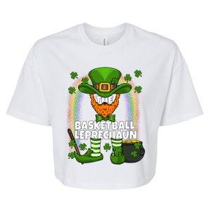 Basketball Leprechaun Family Matching St Patricks Day Party Cool Gift Bella+Canvas Jersey Crop Tee