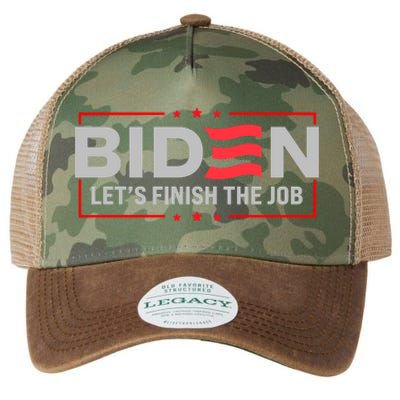 Biden Let's Finish The Job 2024 President Election US Flag Legacy Tie Dye Trucker Hat