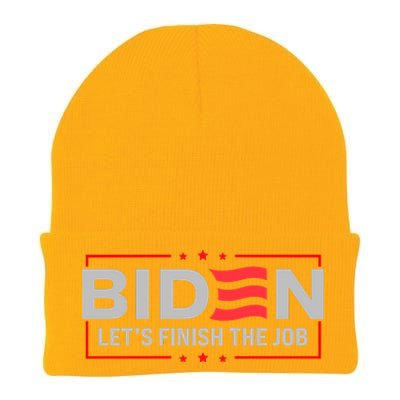 Biden Let's Finish The Job 2024 President Election US Flag Knit Cap Winter Beanie