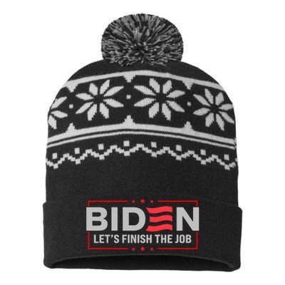 Biden Let's Finish The Job 2024 President Election US Flag USA-Made Snowflake Beanie