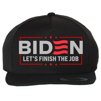 Biden Let's Finish The Job 2024 President Election US Flag Wool Snapback Cap