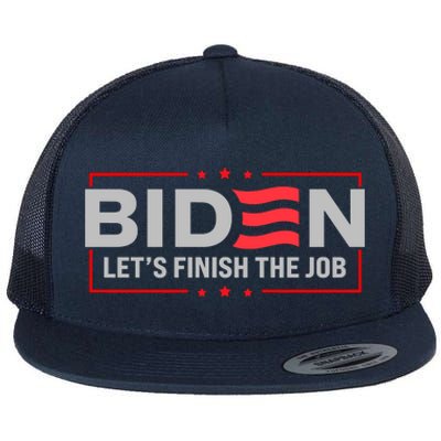 Biden Let's Finish The Job 2024 President Election US Flag Flat Bill Trucker Hat