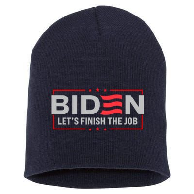 Biden Let's Finish The Job 2024 President Election US Flag Short Acrylic Beanie