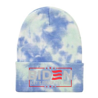 Biden Let's Finish The Job 2024 President Election US Flag Tie Dye 12in Knit Beanie