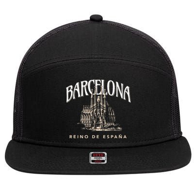 Barcelona La Familia Sagrada Reino De EspañA 7 Panel Mesh Trucker Snapback Hat