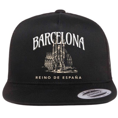 Barcelona La Familia Sagrada Reino De EspañA Flat Bill Trucker Hat