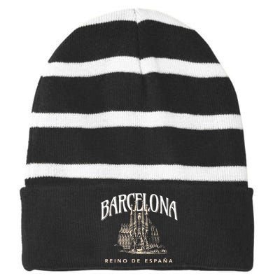 Barcelona La Familia Sagrada Reino De EspañA Striped Beanie with Solid Band