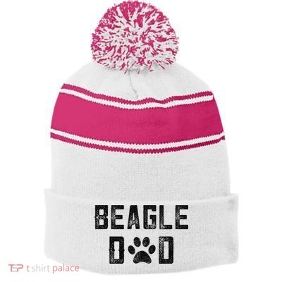 Beagle Lover Gifts I Love My Beagle Dad Beagle Owner Gifts Stripe Pom Pom Beanie