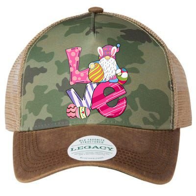 Bunny Love Gnome Rabbit Eggs Hunting Easter Legacy Tie Dye Trucker Hat