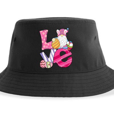 Bunny Love Gnome Rabbit Eggs Hunting Easter Sustainable Bucket Hat