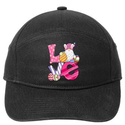 Bunny Love Gnome Rabbit Eggs Hunting Easter 7-Panel Snapback Hat