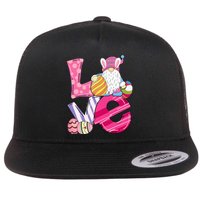 Bunny Love Gnome Rabbit Eggs Hunting Easter Flat Bill Trucker Hat