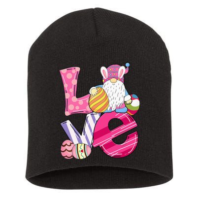 Bunny Love Gnome Rabbit Eggs Hunting Easter Short Acrylic Beanie