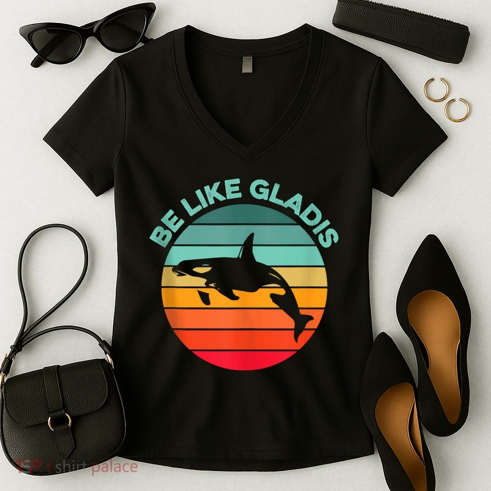 Be Like Gladis Funny Orca Yacht Sinking Whale Viral Meme Fan Women's V-Neck T-Shirt