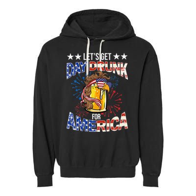 Beer Let’s Get Day Drunk For America 4th Of July Drink Party Garment-Dyed Fleece Hoodie