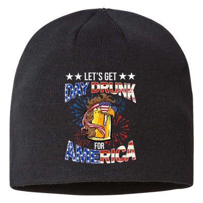 Beer Let’s Get Day Drunk For America 4th Of July Drink Party Sustainable Beanie