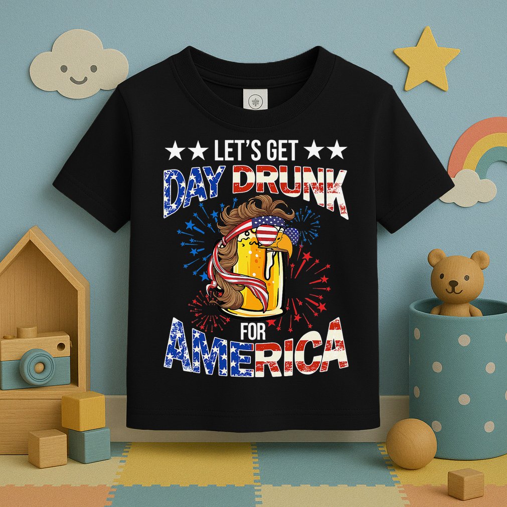 Beer Let’s Get Day Drunk For America 4th Of July Drink Party Toddler T-Shirt