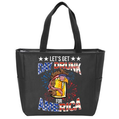 Beer Let’s Get Day Drunk For America 4th Of July Drink Party Zip Tote Bag
