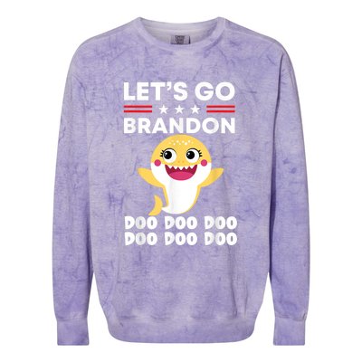 Babby Let's Go Brandon Doo Doo Doo Shark Colorblast Crewneck Sweatshirt