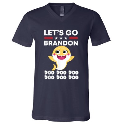 Babby Let's Go Brandon Doo Doo Doo Shark V-Neck T-Shirt