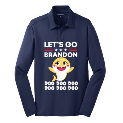 Babby Let's Go Brandon Doo Doo Doo Shark Silk Touch Performance Long Sleeve Polo