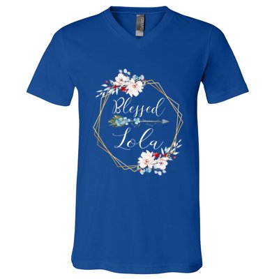 Blessed Lola Grandma Gift V-Neck T-Shirt