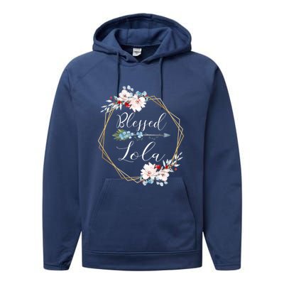 Blessed Lola Grandma Gift Performance Fleece Hoodie