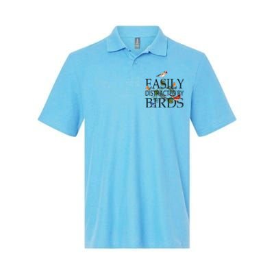 Bird Lovers Gifts For Women Men Gift Easily Distracted By Birds Gift Softstyle Adult Sport Polo