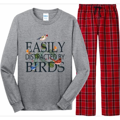 Bird Lovers Gifts For Women Men Gift Easily Distracted By Birds Gift Long Sleeve Pajama Set