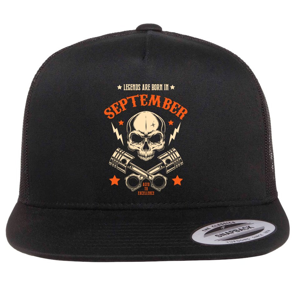 Birthday Legend Gifts Born In September Flat Bill Trucker Hat