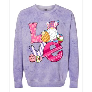 Bunny Love Gnome Rabbit Eggs Hunting Happy Easter Day Funny Colorblast Crewneck Sweatshirt