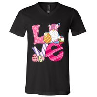 Bunny Love Gnome Rabbit Eggs Hunting Happy Easter Day Funny V-Neck T-Shirt