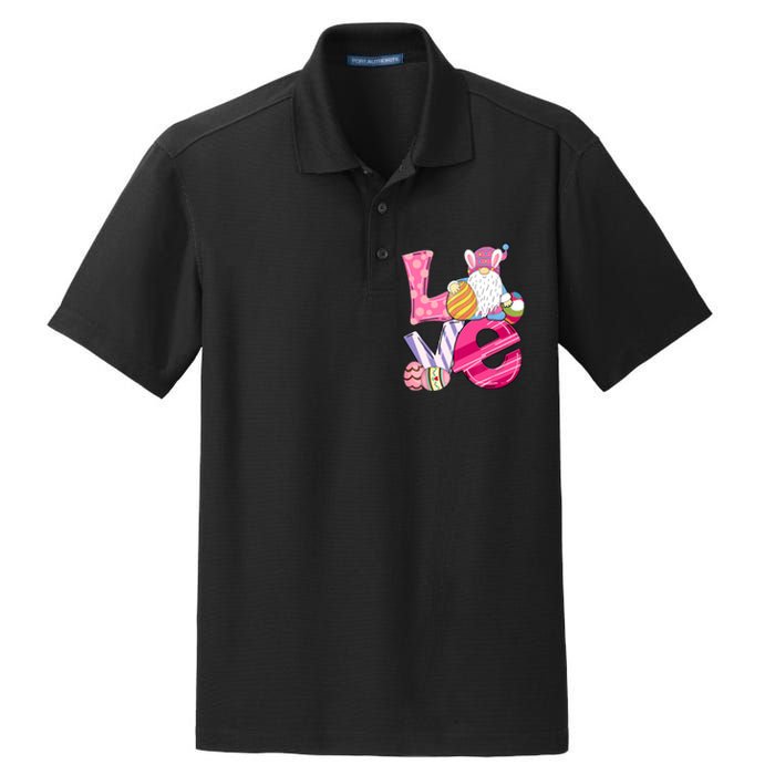 Bunny Love Gnome Rabbit Eggs Hunting Happy Easter Day Funny Dry Zone Grid Polo