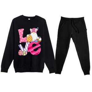 Bunny Love Gnome Rabbit Eggs Hunting Happy Easter Day Funny Premium Crewneck Sweatsuit Set